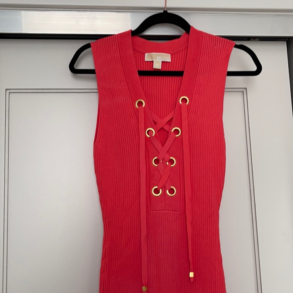 Coral knit dress
